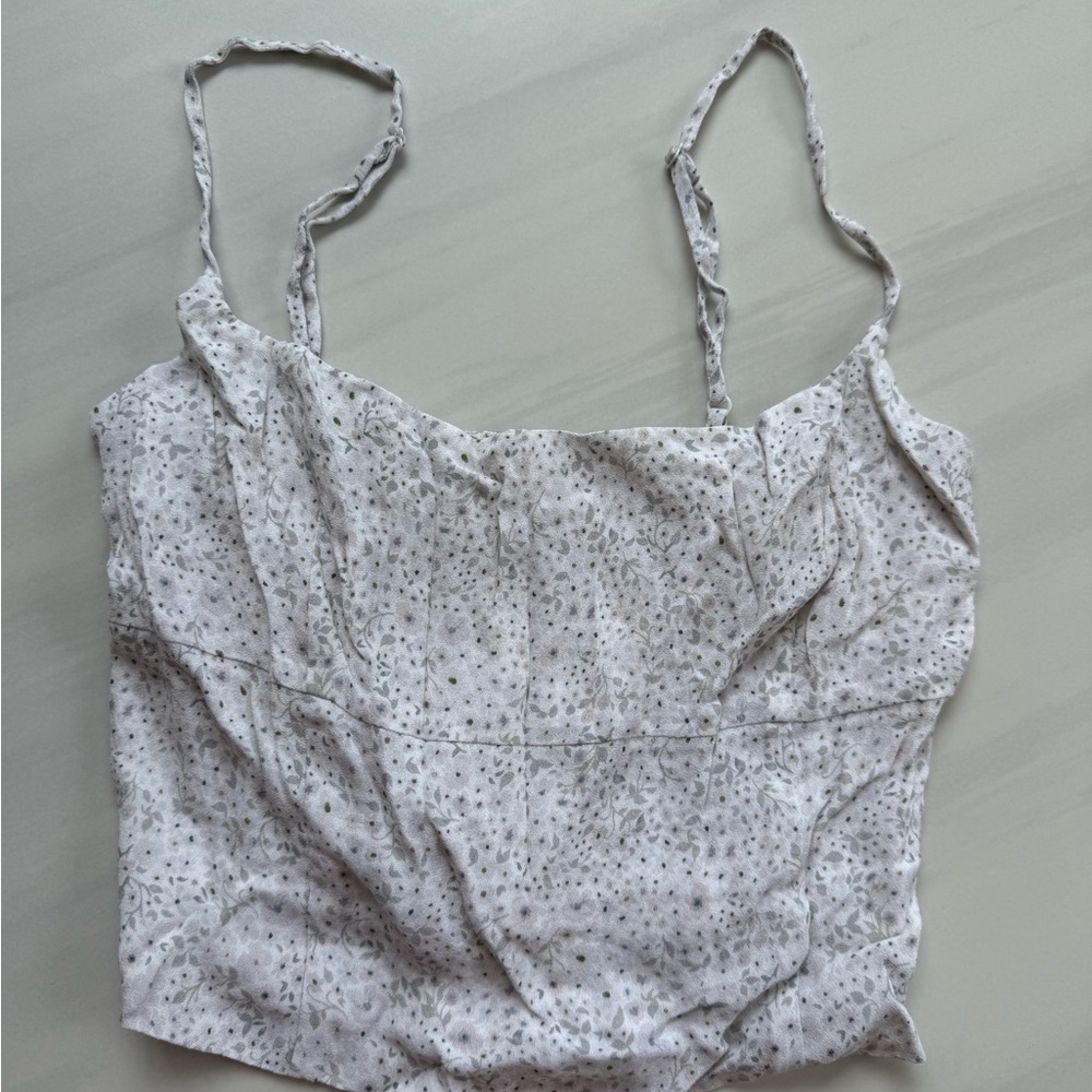Floral White Spaghetti Strap Top